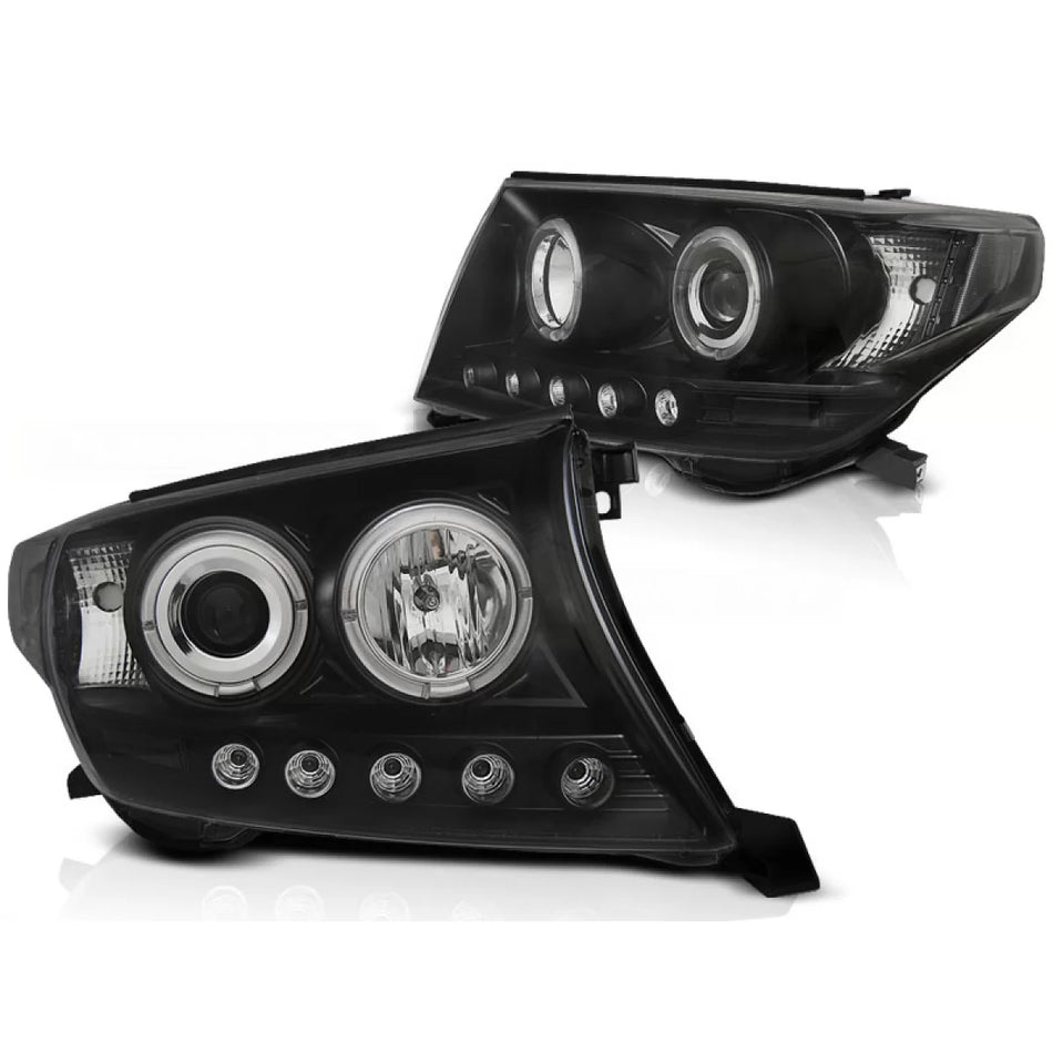 Fanale Anteriore Angel Eyes Nero per Toyota Land Cruiser FJ200 07-12