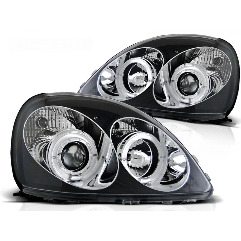 Fanale Anteriore Angel Eyes Nero per Toyota Yaris 04.99-09.03