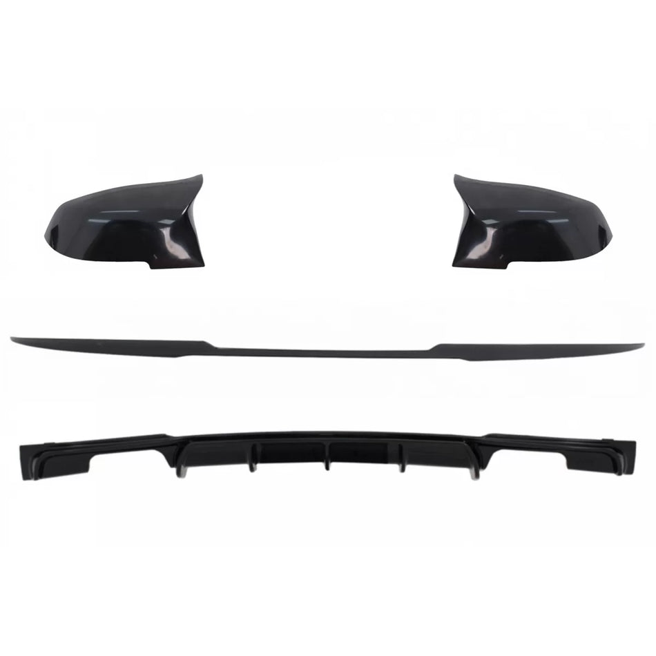 Spoiler Posteriore con Diffusore Doppio Scarico e Copri Specchietti per BMW