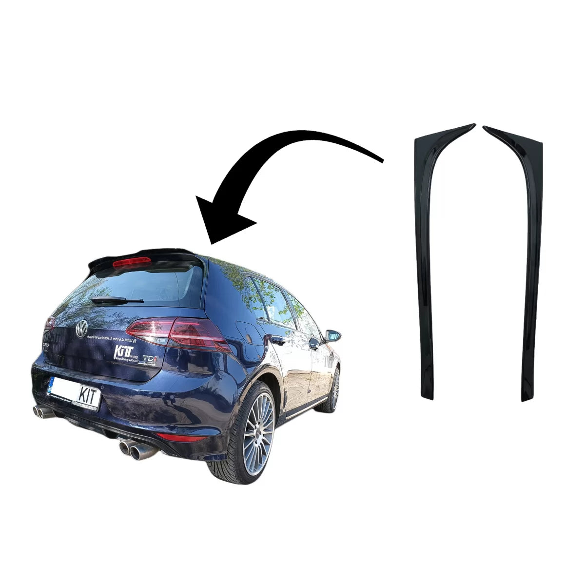 Spoiler Posteriore Finestrino Bagagliaio Piano Nero per VW Golf 7 7.5 2012-2020