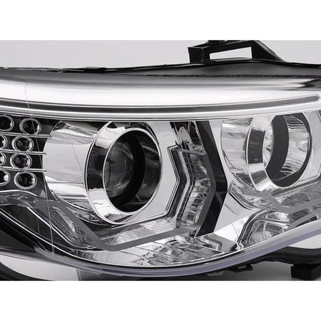 Fari Tuning con Angel Eyes LED 3D Cromati Anteriore Dx Sx BMW Serie 5 E60