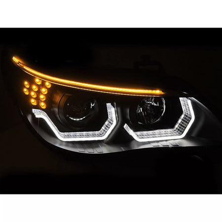 Fari Tuning con LED Angel Eyes 3D Anteriore Dx e Sx BMW Serie 5 E60 2003-2007