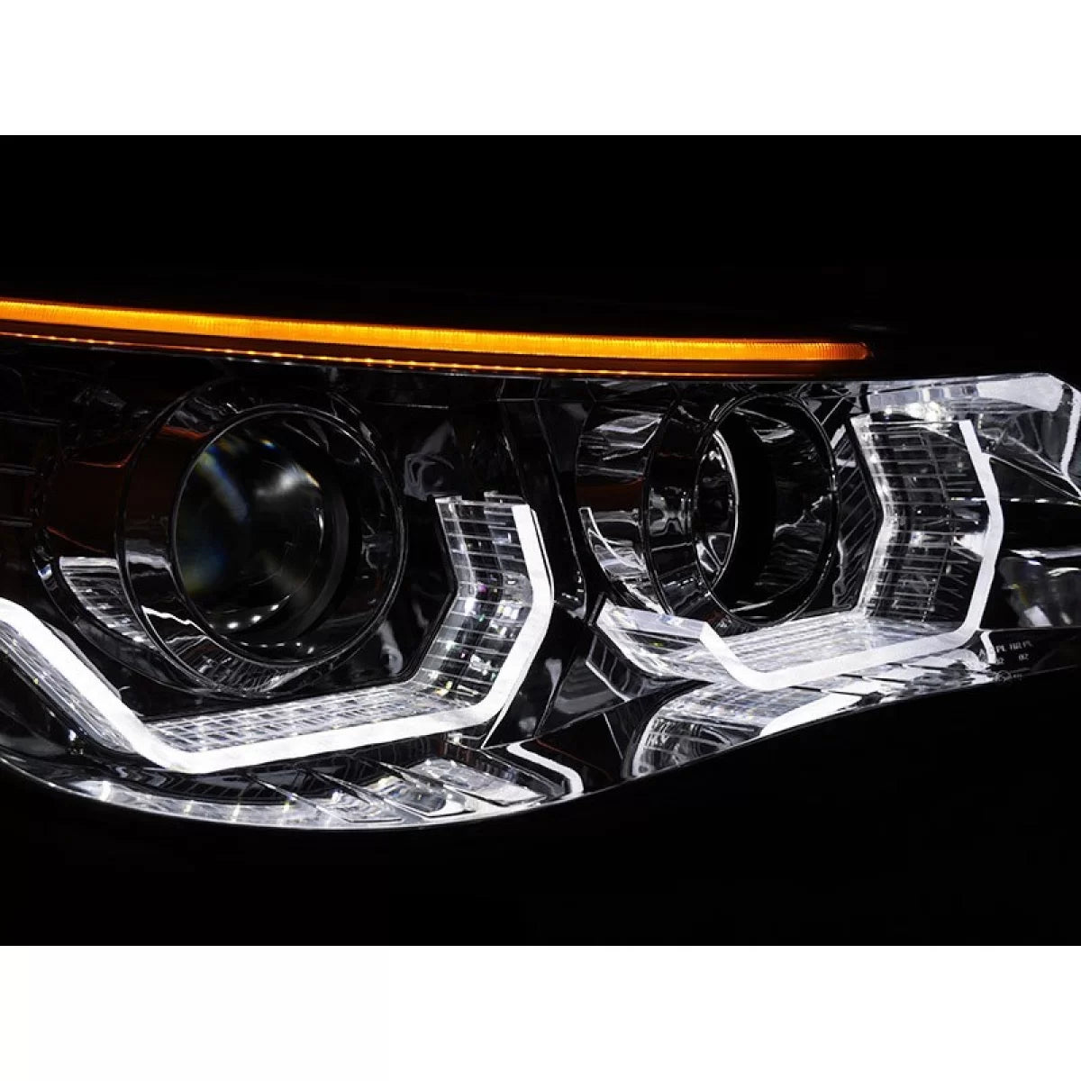Fari Tuning con Angel Eyes LED 3D Cromati Anteriore Dx Sx BMW Serie 5 E60