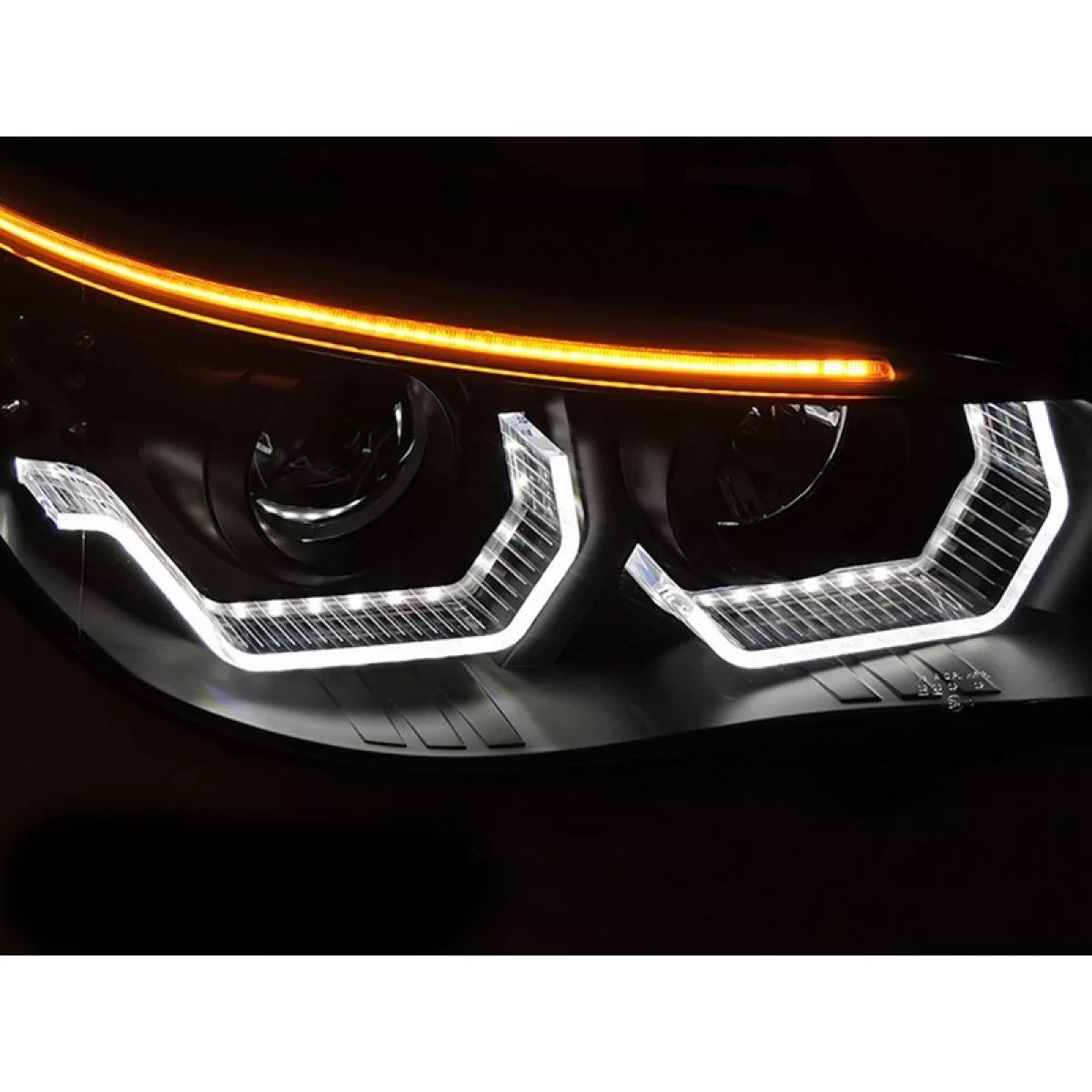 Fari Tuning con LED Angel Eyes 3D Anteriore Dx e Sx BMW Serie 5 E60 2003-2007