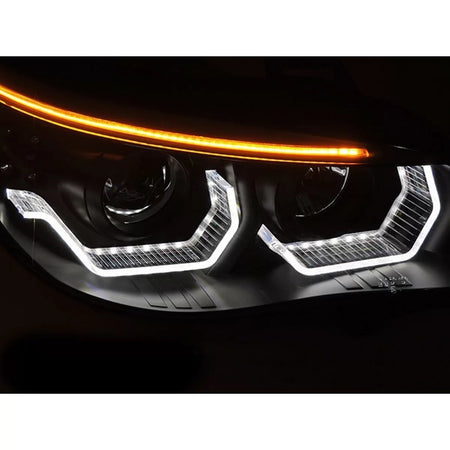 Fari Tuning con LED Angel Eyes 3D Anteriore Dx e Sx BMW Serie 5 E60 2003-2007