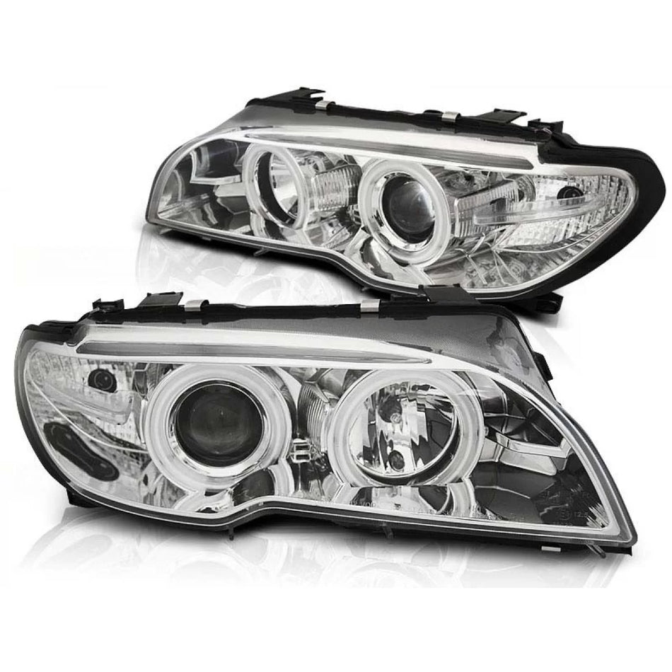 Fari Tuning con Occhi di Angelo CCFL Anteriori Dx e Sx per BMW 3 E46 2003-2006