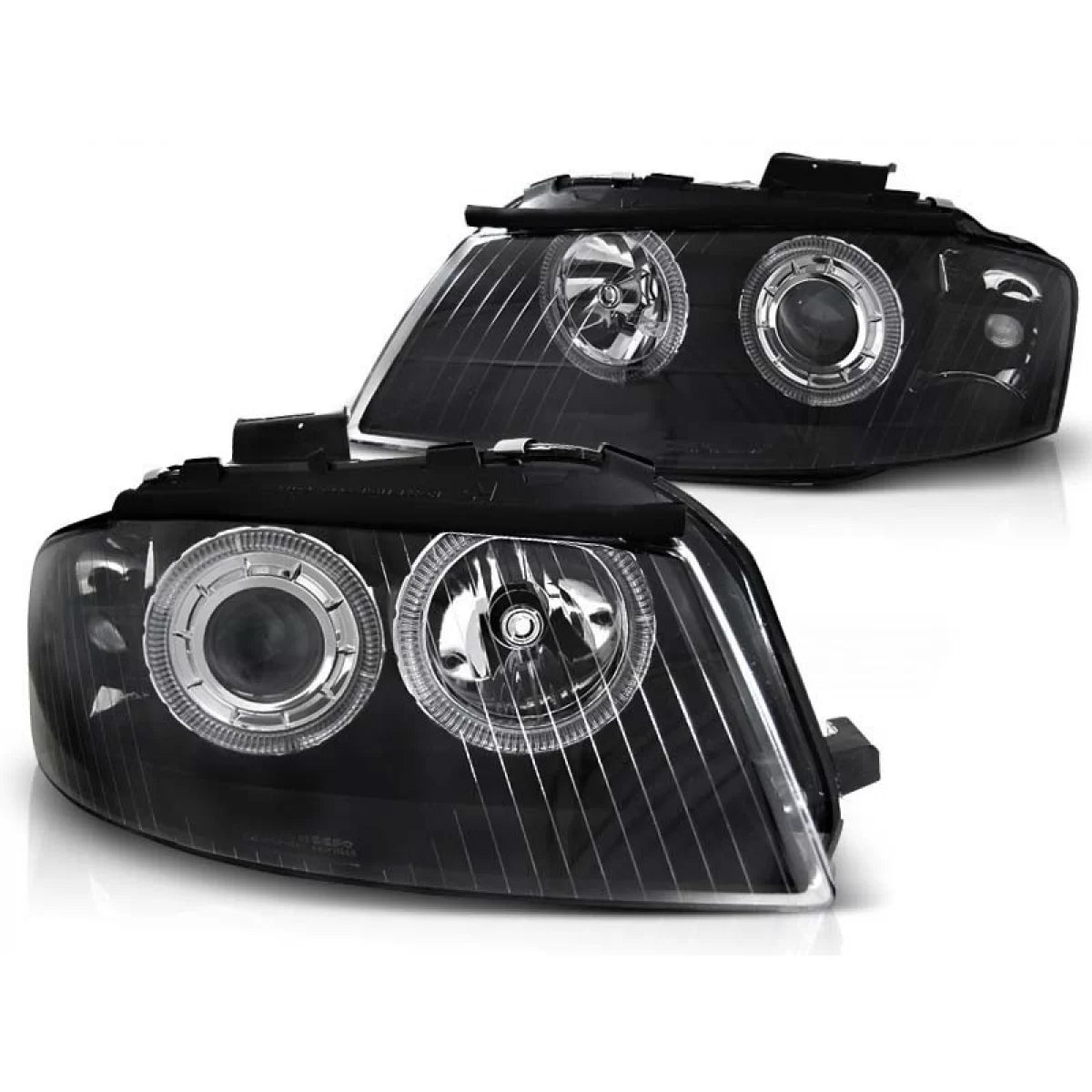 Fari Tuning con Anelli Alogeni Anteriori Dx e Sx per Audi A3 8P 05-03/08 3D 5D