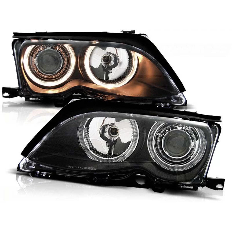 Fari Tuning con Anelli Angel Eyes Alogeni per BMW 3 E46 09.2001-03.2005