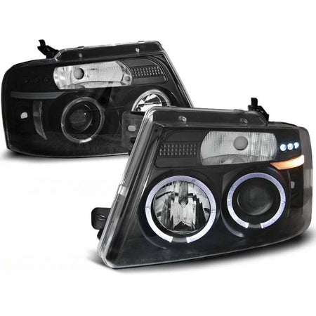 Fari Tuning con Occhi di Angelo Alogeni Anteriori Dx e Sx per Ford F150 MK11