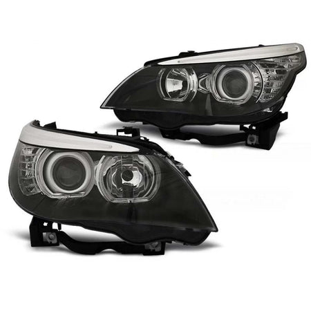 Fari Anteriori con LED Angel Eyes per BMW E60 E61 2003-2007 Dx e Sx