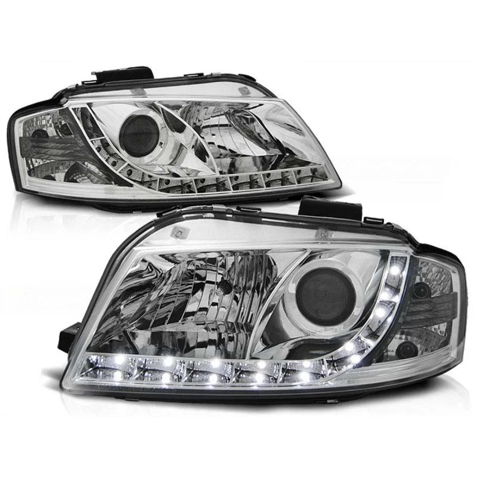 Fari Tuning con Luci LED Anteriori Sinistro e Destro per Audi A3 8P 05-03/08 3D