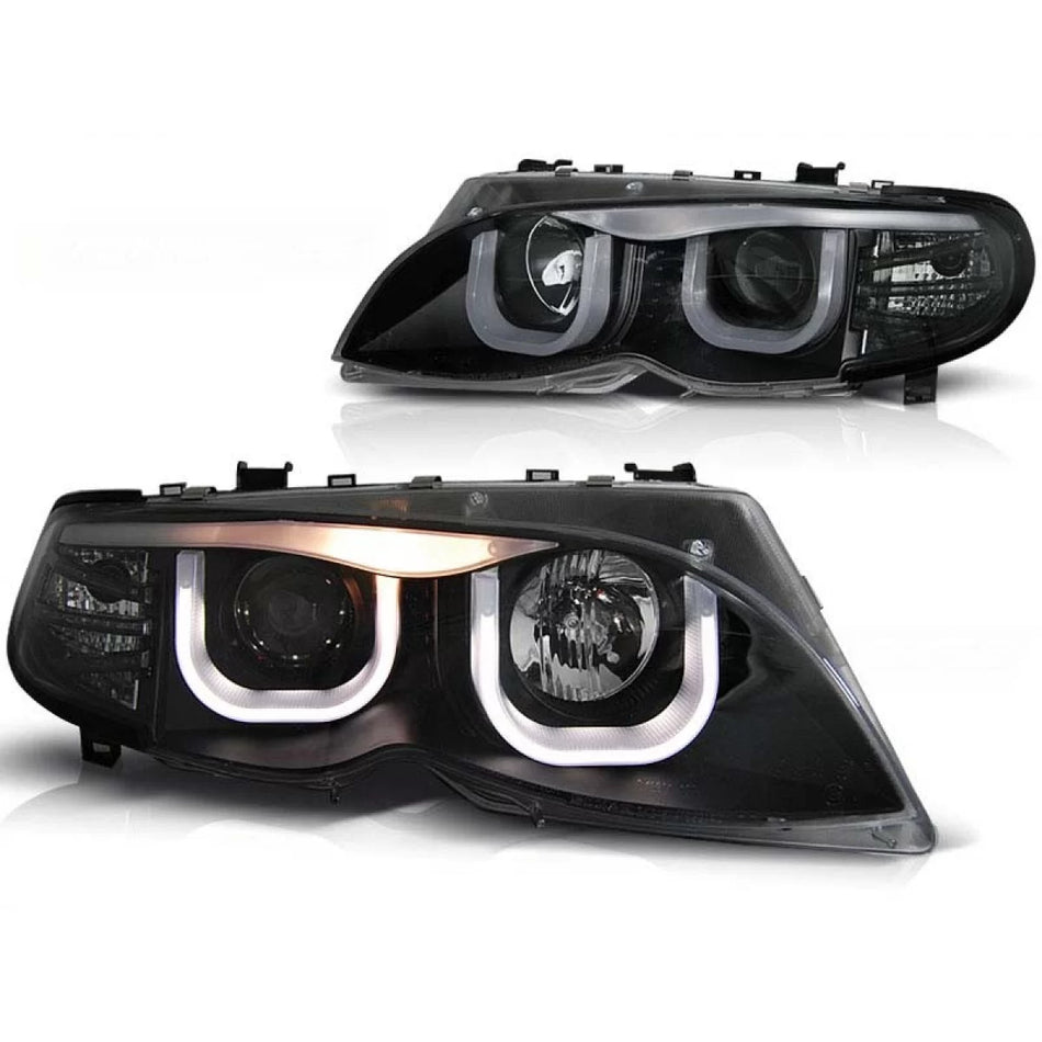 Fari Tuning con Angel Eyes LED 3D Anteriori Dx e Sx per BMW 3 E46