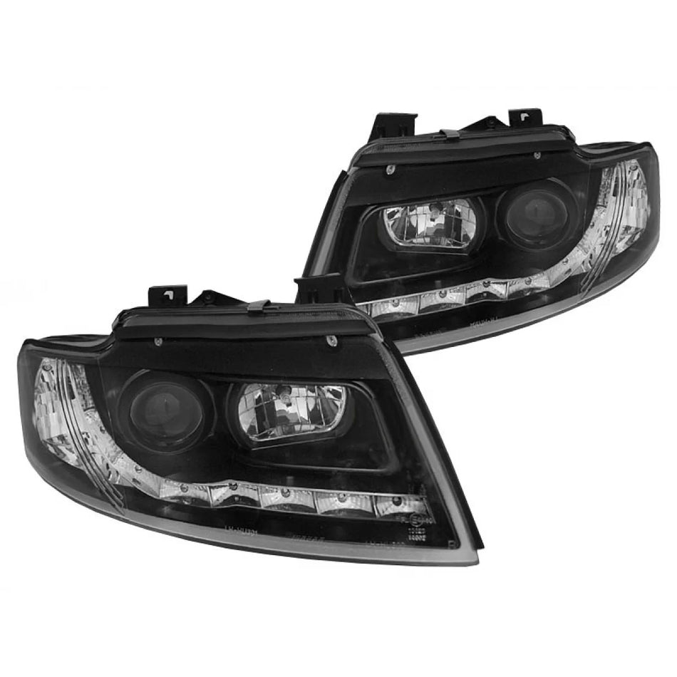 Fari Anteriori Neri Dx e Sx per Audi A4 B6 Cabriolet 2002-2006