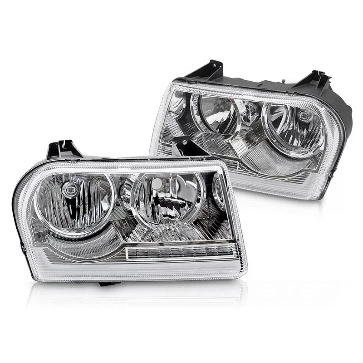 Fari Anteriori con Indicatori Dinamici Cromati per Chrysler 300c 2005-2008 Dx Sx