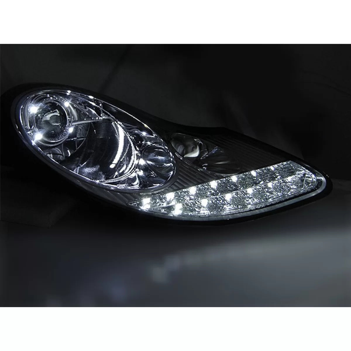 Fari Tuning con Luci Diurne Neri Anteriori Dx e Sx per Porsche Boxster 986