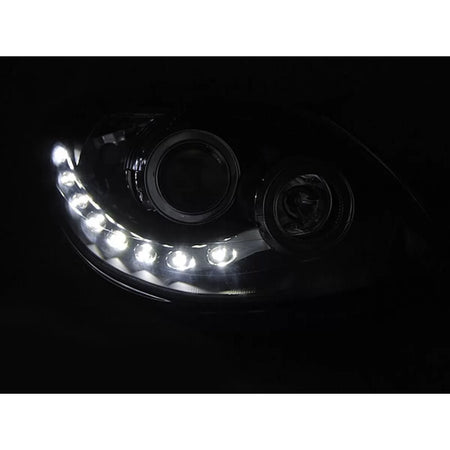 Fari Tuning con Luci Diurne Neri Anteriori Sinistro e Destro per Renault Twingo