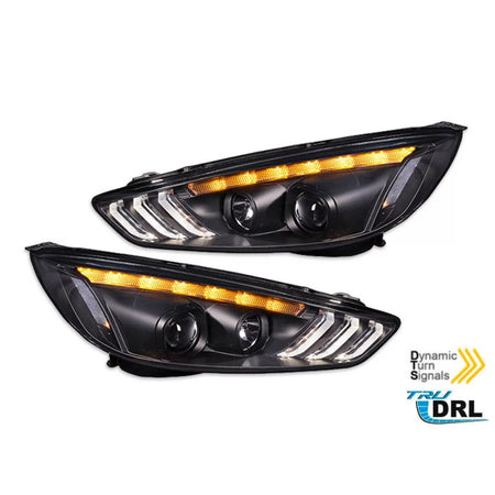Fari Tuning Anteriori Neri Dx e Sx per Ford Focus MK3 2015-2018