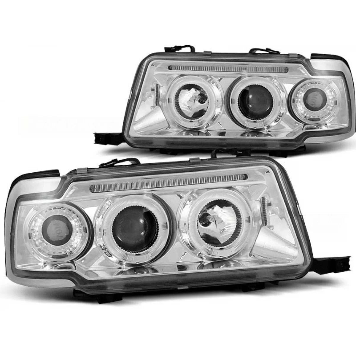 Fari Tuning con Anelli Alogeni Anteriori Sinistro e Destro per Audi 80 B4