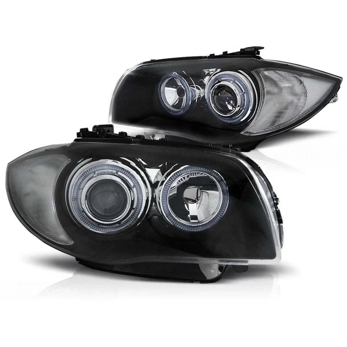Fari Tuning con Angel Eyes Alogeni Anteriori Dx e Sx per BMW 1 E81 E82 E87 E88