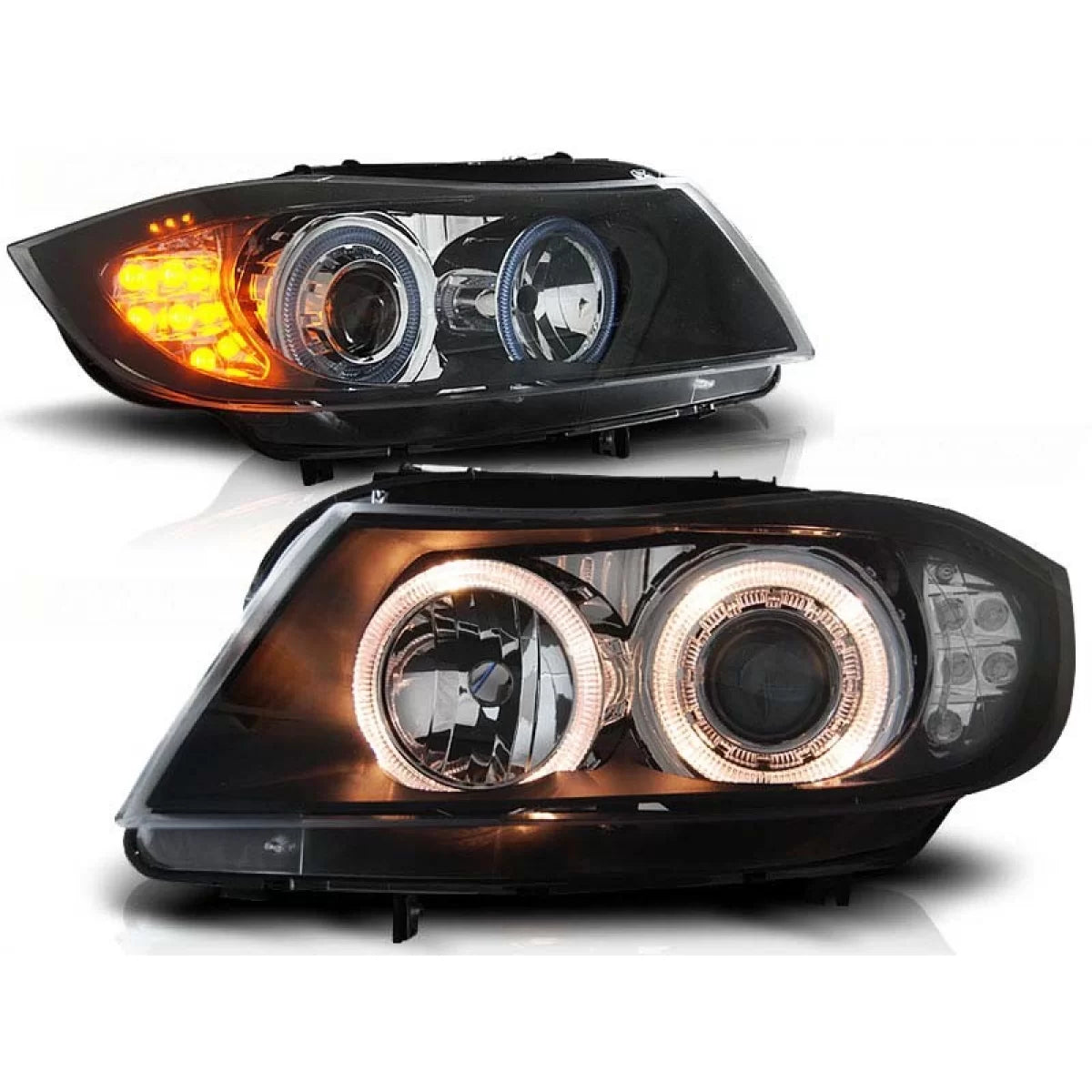 Fari Anteriori con Luci Angel Eyes Alogeni per BMW 3 E90 E91 03-08 2005-2008
