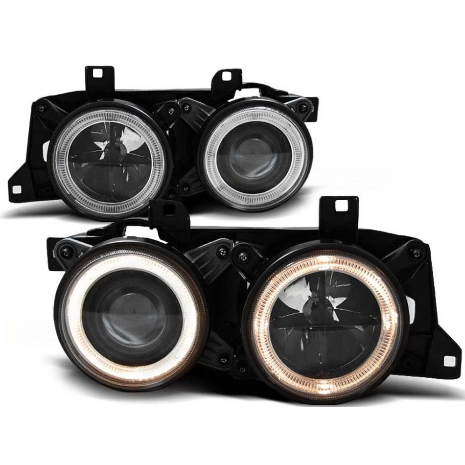 Fari Anteriore Sinistro e Destro con Angel Eyes Alogeni per BMW 5 E34 1987-1995