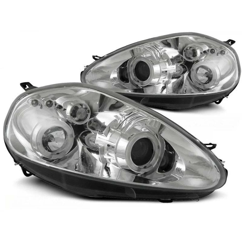 Fari Tuning con Anelli Angel Eyes Alogeni Anteriori Dx e Sx per Fiat Grande