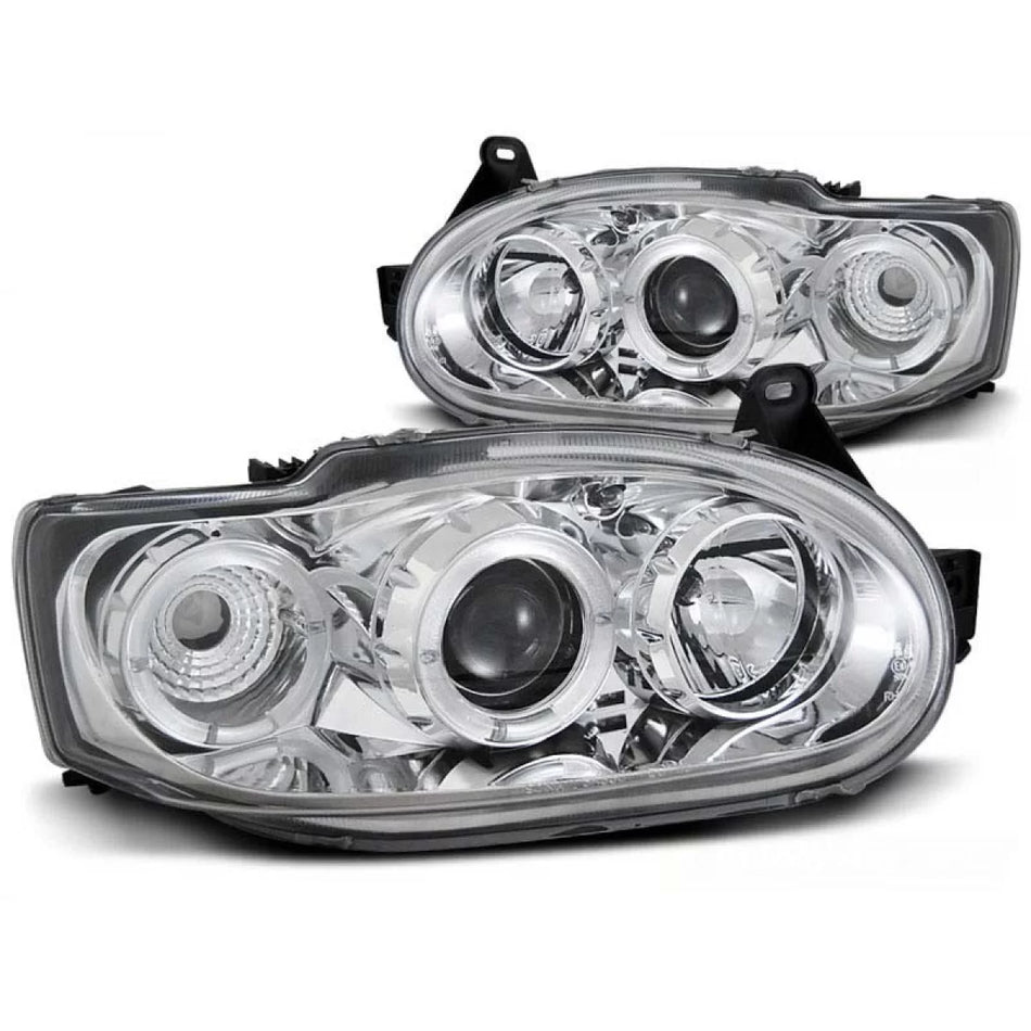 Fari Anteriori con Anelli Alogeni Sinistro e Destro per Ford Escort MK7 95-00