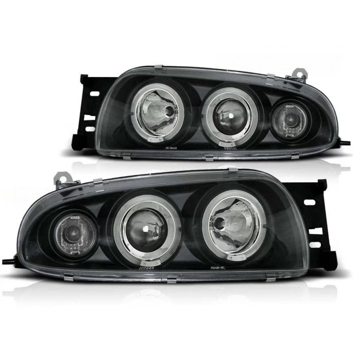 Fari Tuning con Anelli Alogeni Anteriori Dx e Sx per Ford Fiesta MK4 1995-1999