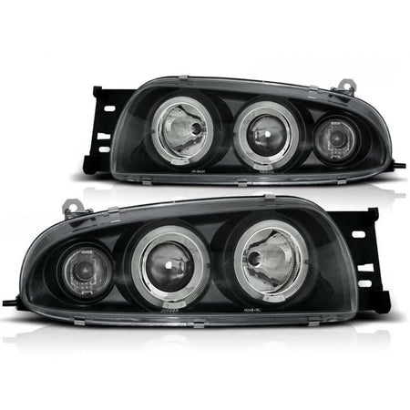 Fari Tuning con Anelli Alogeni Anteriori Dx e Sx per Ford Fiesta MK4 1995-1999