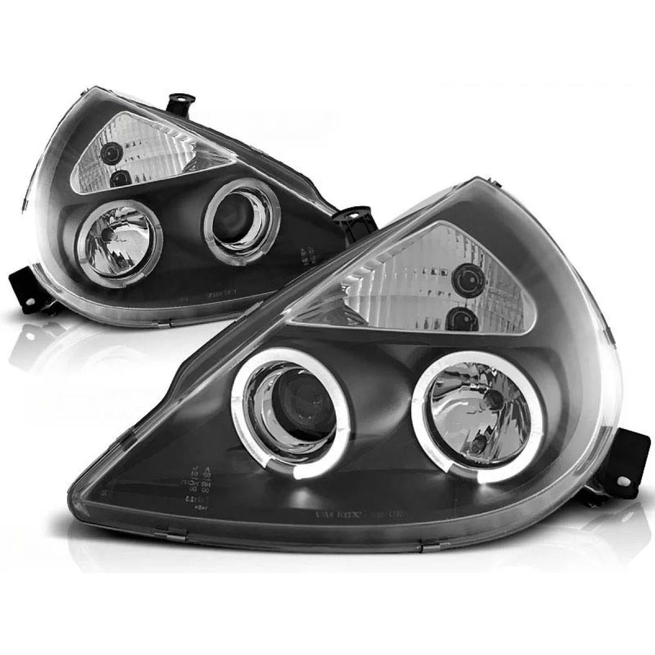 Fari Tuning con Anelli Alogeni Anteriori Sinistro e Destro per Ford Ka 1996-2008