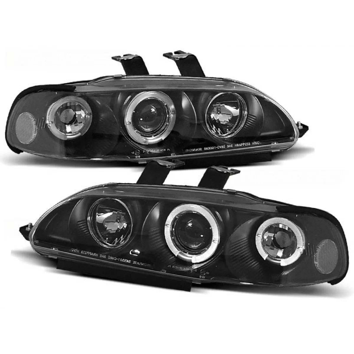 Fari Anteriori Tuning Base Nera Sinistro e Destro per Honda Civic 2/3 Porte