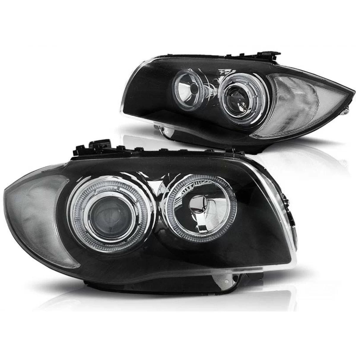 Fari Anteriori con LED Angel Eyes per BMW 1 E81 E82 E87 E88 2004-2013 Dx Sx