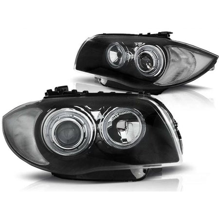 Fari Anteriori con LED Angel Eyes per BMW 1 E81 E82 E87 E88 2004-2013 Dx Sx