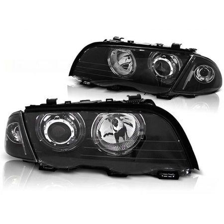 Fari Tuning con Luci LED Angel Eyes Anteriore Dx e Sx BMW 3 E46 98-01