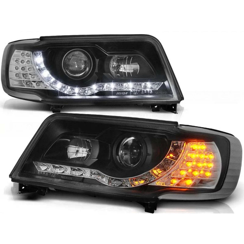 Fari Tuning con Luci LED Anteriore Sinistro e Destro per Audi 100 C4 1990-1994