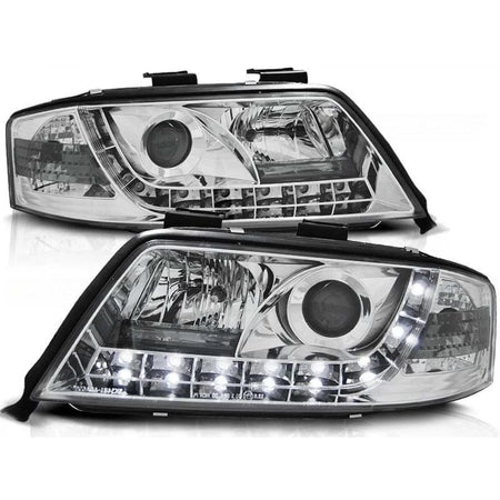 Fari Tuning con Luci LED Anteriore Sinistro e Destro per Audi A6 C5 2001-2004