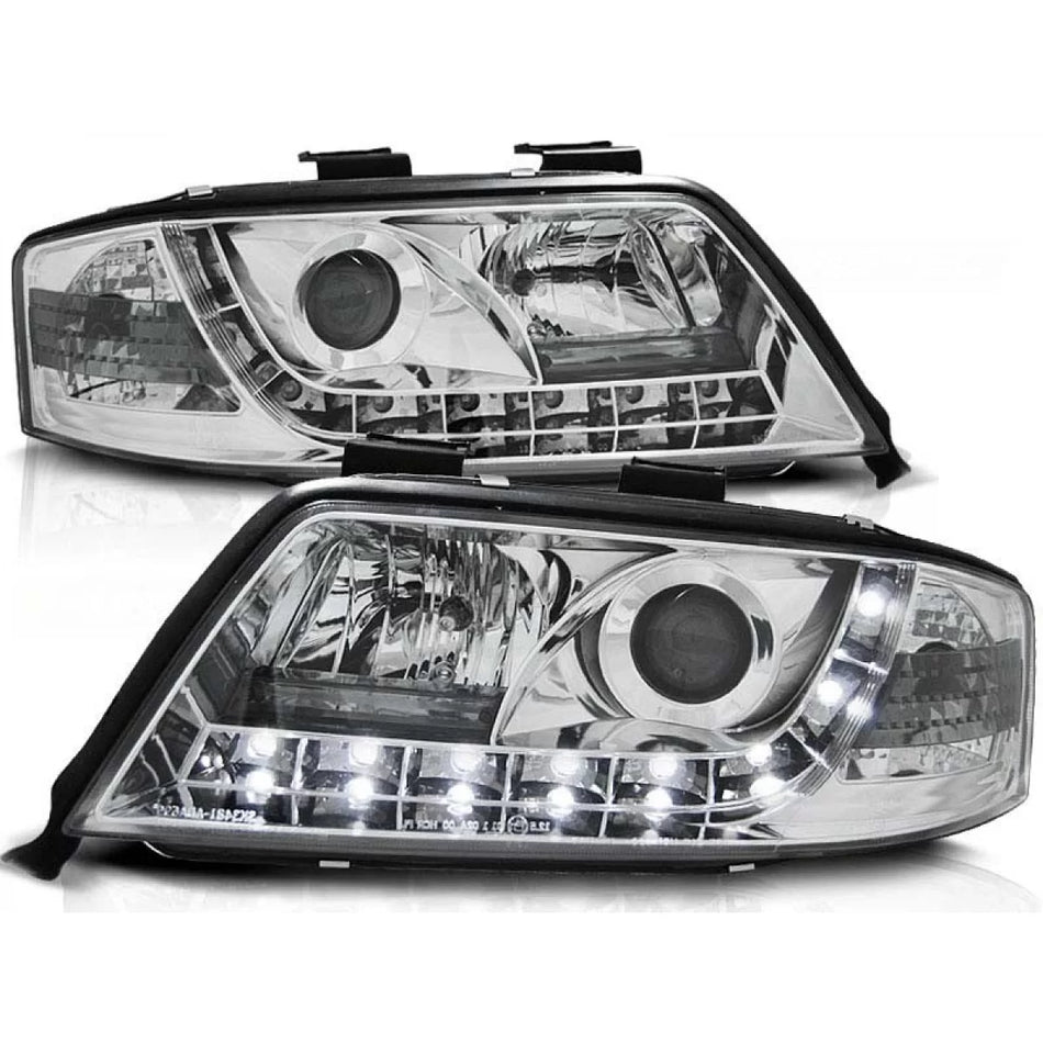 Fari Tuning con Luci LED Anteriore Sinistro e Destro per Audi A6 C5 2001-2004