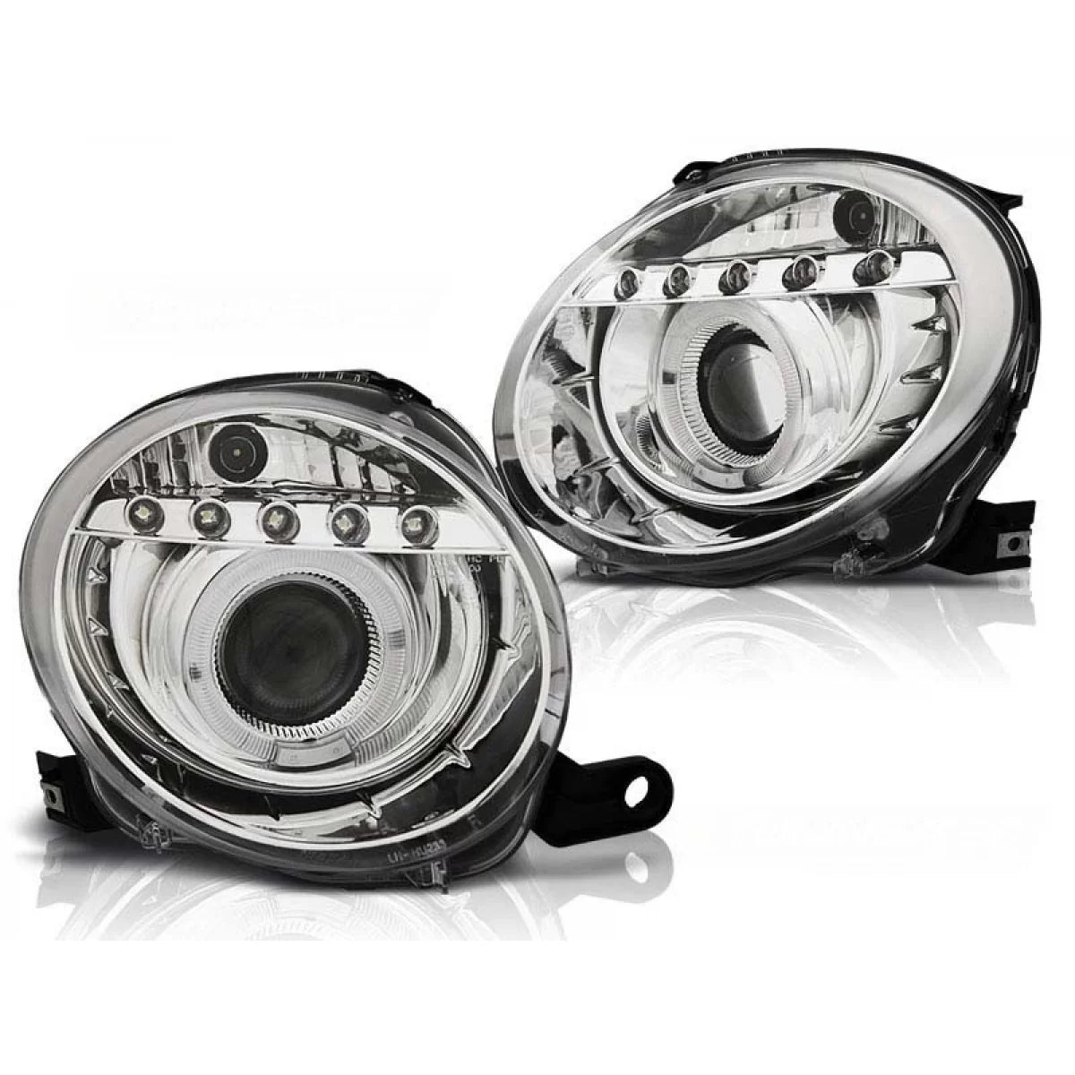 Fari Tuning con Luci LED Anteriori Sinistro e Destro per Fiat 500 dal 2007