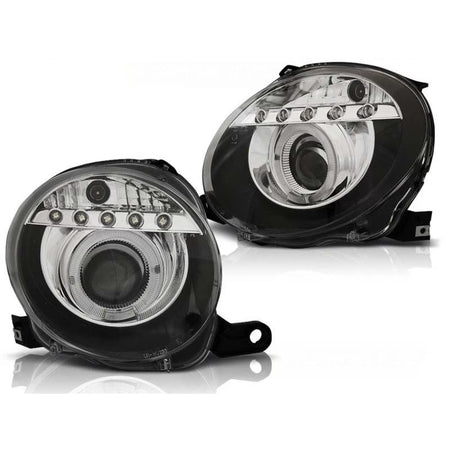Fari con Luci LED Anteriore Sinistro e Destro per Fiat 500 dal 2007