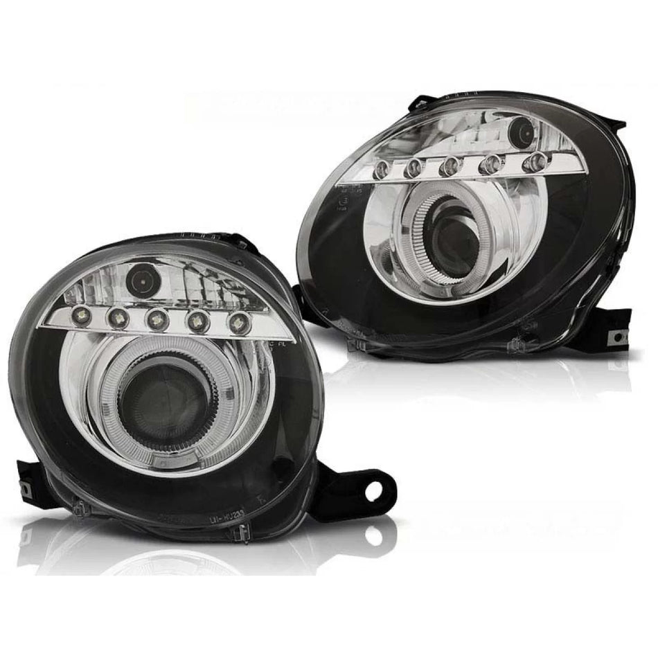 Fari con Luci LED Anteriore Sinistro e Destro per Fiat 500 dal 2007