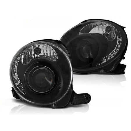 Fari Tuning con Luci LED Anteriori Sinistro e Destro per Fiat 500 dal 2007