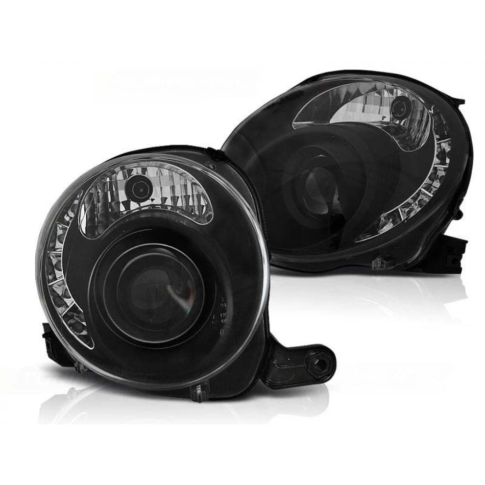 Fari Tuning con Luci LED Anteriori Sinistro e Destro per Fiat 500 dal 2007