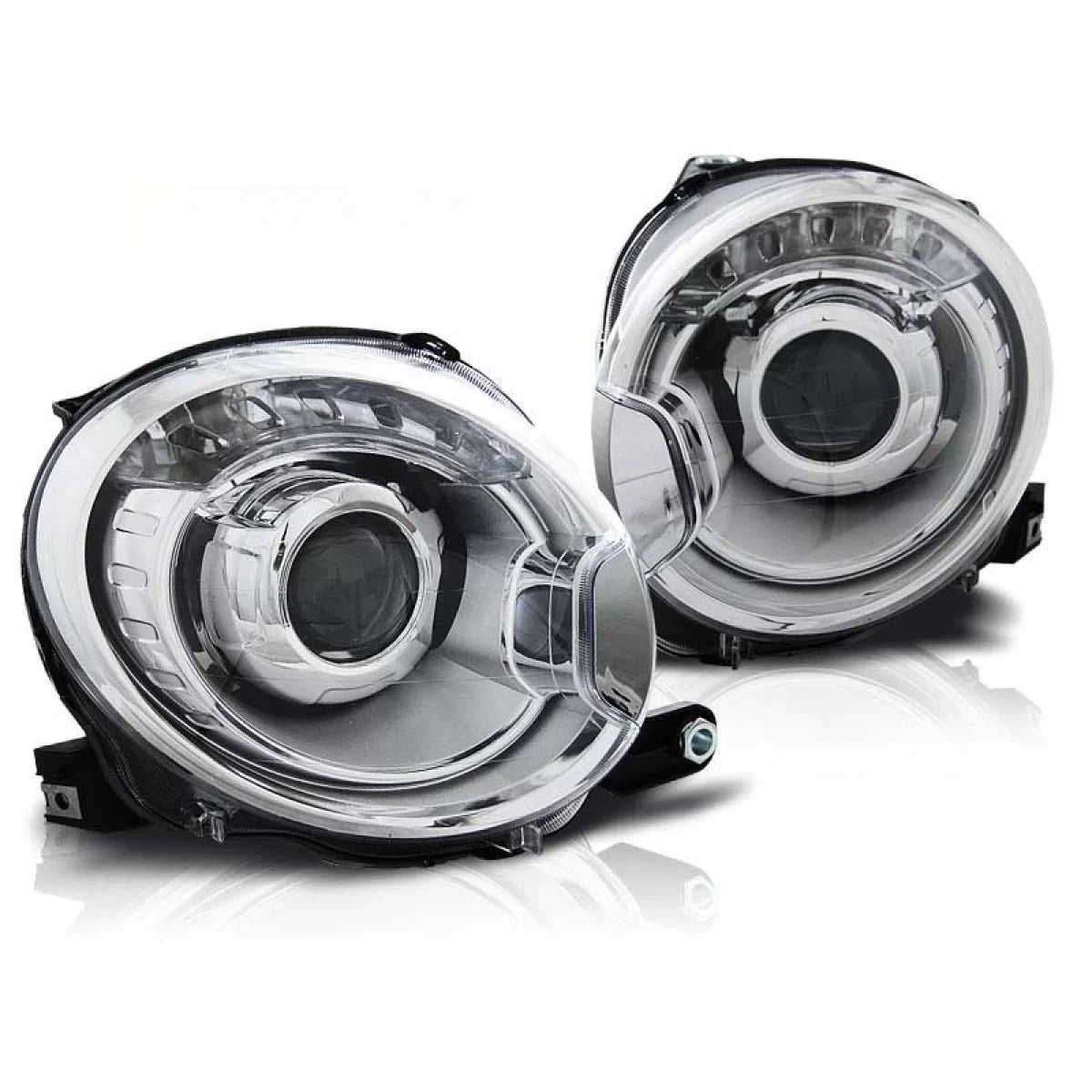 Fari Tuning con Lenti Anteriore Dx e Sx per Fiat 500 dal 2007