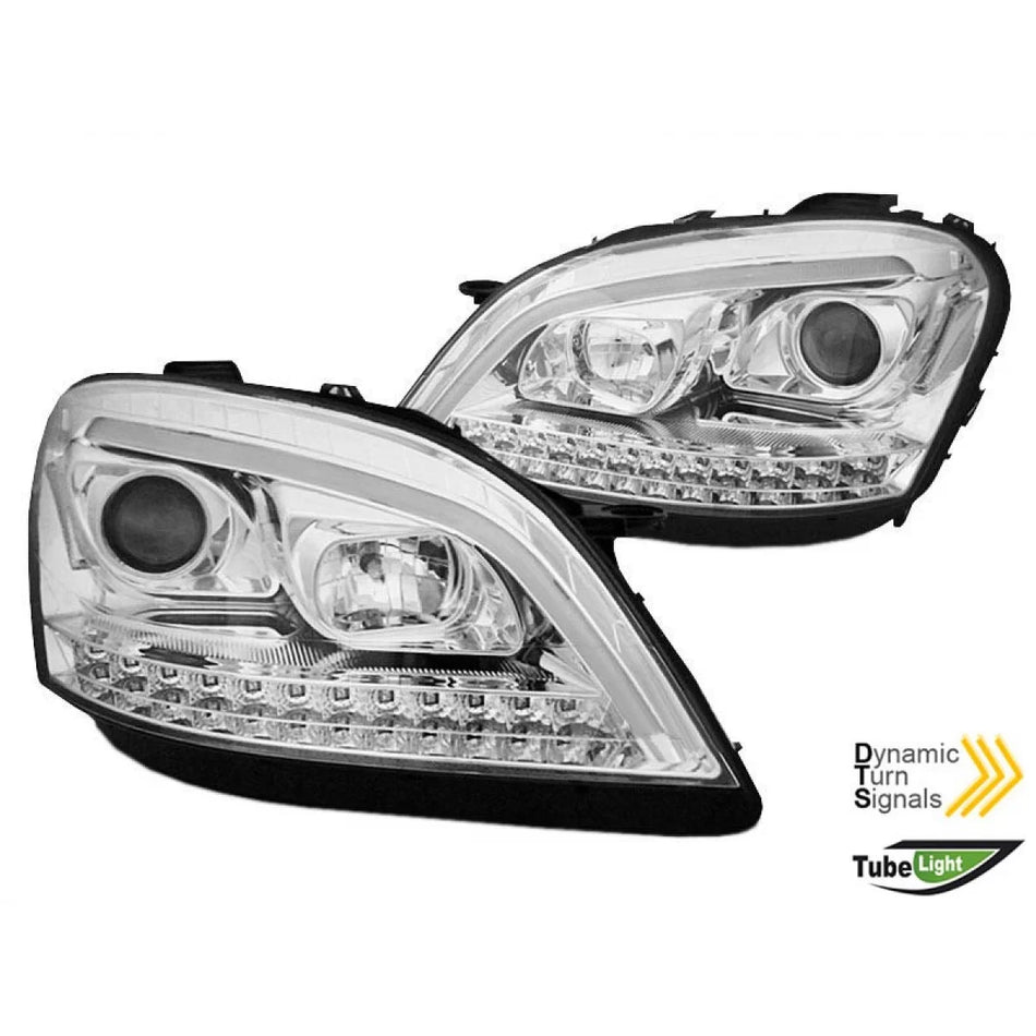 Fari Anteriori Tuning con Base Cromata per Mercedes ml W164 2005-2008 Dx e Sx