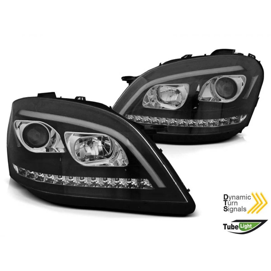 Fari Anteriori Tuning con Base Nera per Mercedes ml W164 2005-2008 Dx e Sx