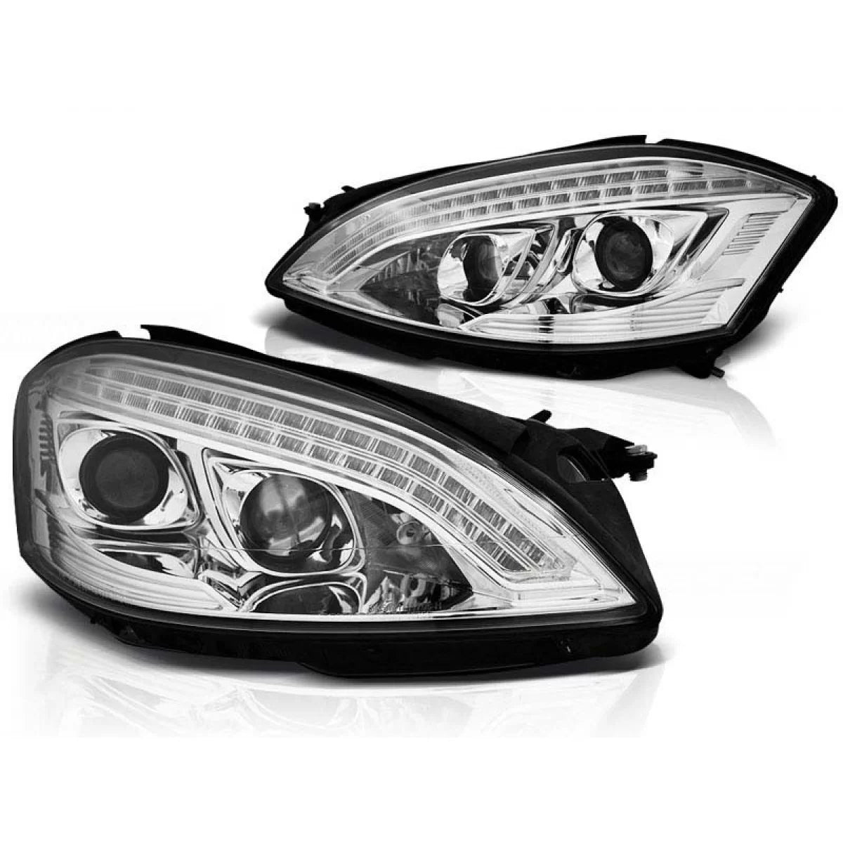Fari Anteriori Tuning con Base Cromata per Mercedes Classe S W221 2005-2009