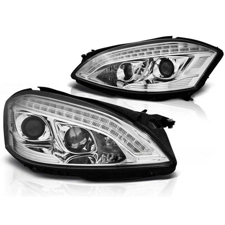 Fari Anteriori Tuning con Base Cromata per Mercedes Classe S W221 2005-2009
