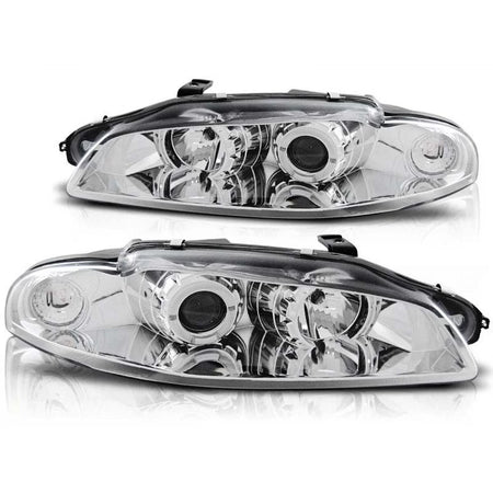 Fari Anteriori Cromati Sinistro e Destro per Mitsubishi Eclipse 1997-12.1998