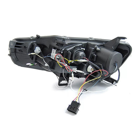 Fari Anteriori Neri con Frecce Dinamiche per Mitsubishi Lancer 2008-2016 Dx e Sx