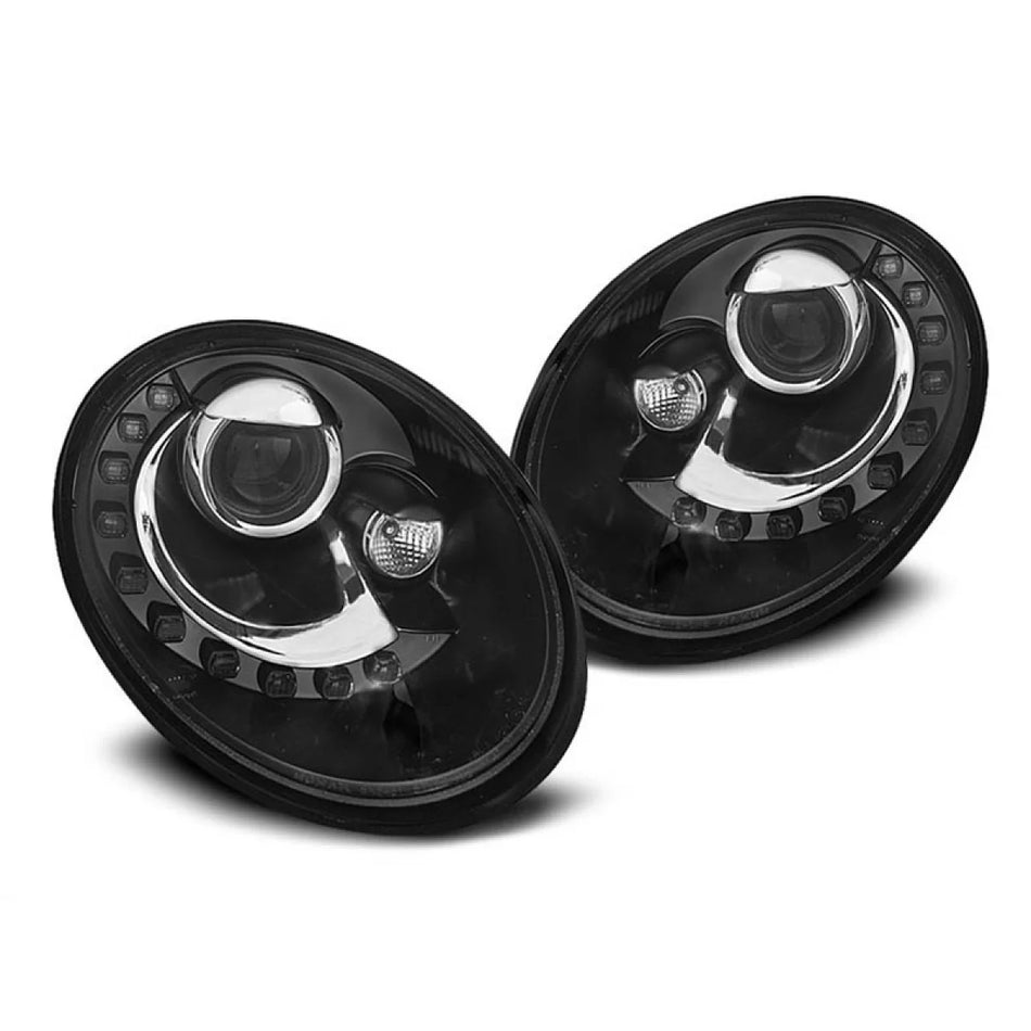 Fari Tuning Anteriori Neri Dx e Sx per Volkswagen New Beetle 2006-2012